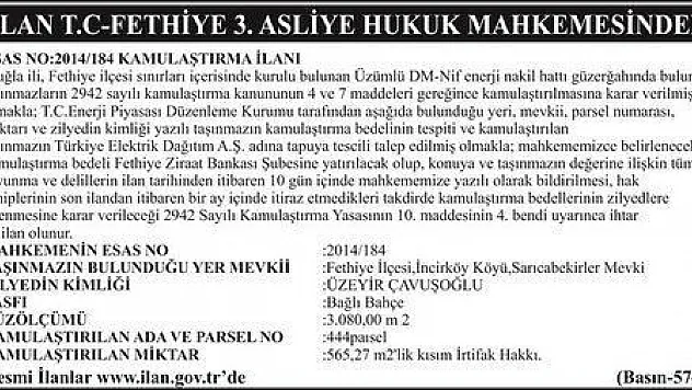 FETHİYE 3.ASLİYE HUKUK MAHKEMESİNDEN