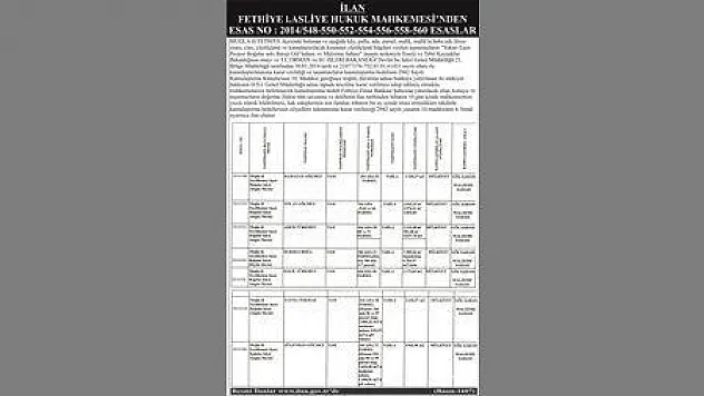 FETHİYE 1.ASLİYE HUKUK MAHKEMESİNDEN