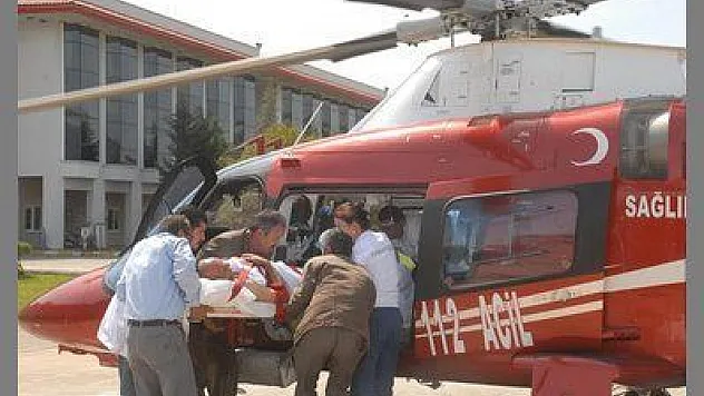 AMBULANS HELİKOPTER ÇİFTÇİ EMEKLİSİNİ YAŞATABİLMAK İÇİN HAVALANDI
