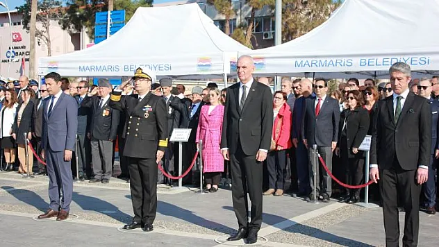 18 MART ŞEHİTLER GÜNÜ PROGRAMI MARMARİS'TE ÇELENK SUNMA TÖRENİ İLE BAŞLADI