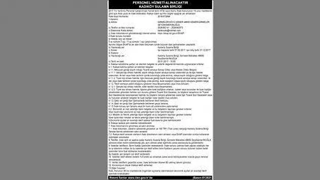 KADIKÖY SULAMA BİRLİĞİ PERSONEL İLANI