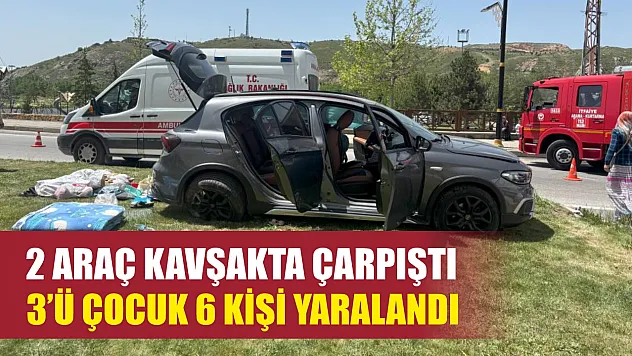 2 araç kavşakta çarpıştı, 3'ü çocuk 6 kişi yaralandı
