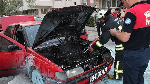 Hareket halindeki araç alev aldı, sürücü canını zor kurtardı