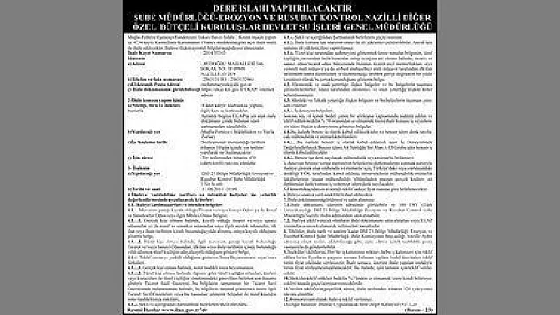 DERE ISLAHI YAPILACAKTIR