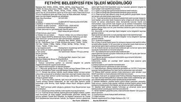 FETHİYE BELEDİYESİ FEN İŞLERİ MÜDÜRLÜĞÜ