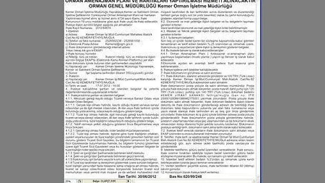 ORMAN GENEL MÜDÜRLÜĞÜ Kemer Orman İşletme Müdürlüğü