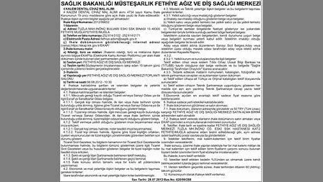 4 KALEM DENTAL CİHAZ MAL ALIMI
