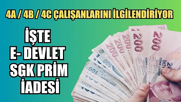 4A / 4B / 4C çalışanlarını ilgilendiriyor İşte e- Devlet SGK prim iadesi