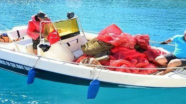 Deniz dibi temizliği Çatı Koyu'nda devam etti