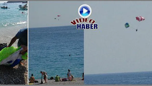 BAYAN PARAŞÜTÇÜ DENİZE İNİŞ YAPTI