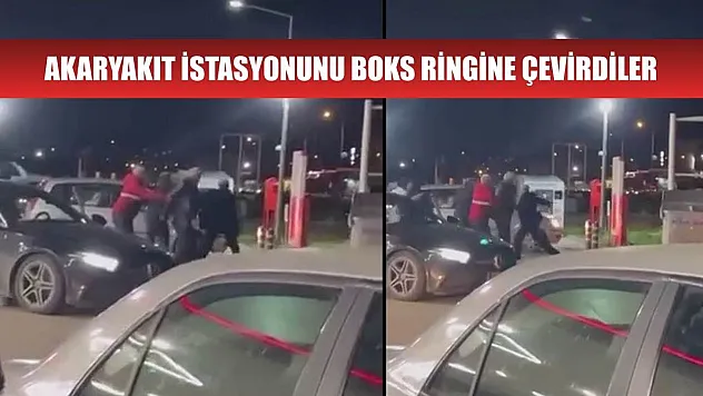 Akaryakıt istasyonunu boks ringine çevirdiler