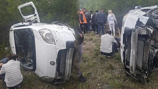 Akseki-Manavgat Karayolu'nda hafif ticari araç şarampole devrildi: 1'i ağır 6 yaralı