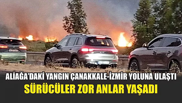 Aliağa'daki yangın Çanakkale-İzmir yoluna ulaştı, sürücüler zor anlar yaşadı