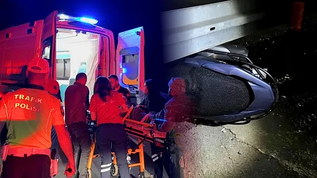 Antalya'da mazgala takılan motosiklet bariyerlere çarptı: 1 ağır yaralı