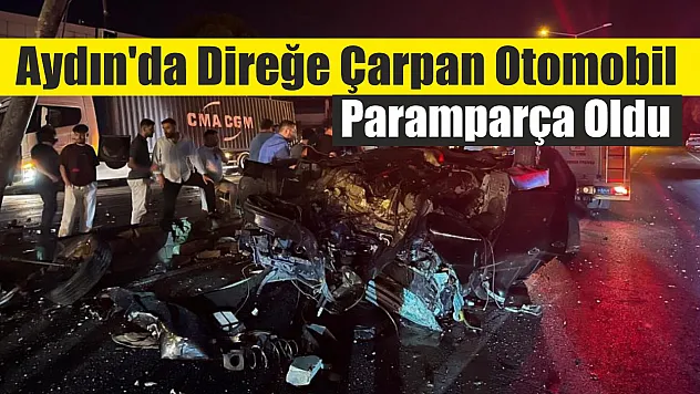 Aydın'da direğe çarpan otomobil paramparça oldu: 4 yaralı