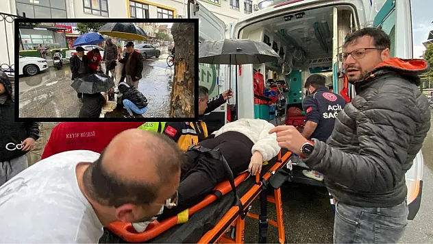 Aydın'da kazada yaralanan motosikletli kadına vatandaşlardan 'insanlık' şemsiyesi