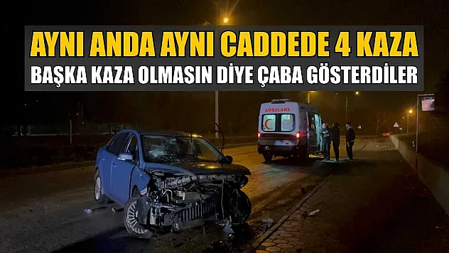 Aynı anda aynı caddede 4 kaza: Başka kaza olmasın diye çaba gösterdiler