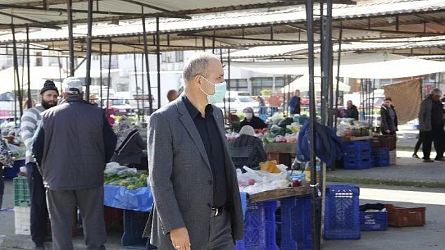 Başkan Uzundemir Koronavirüs önemleri alınan Pazaryerinde incelemelerde bulundu