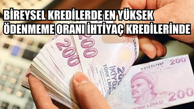Bireysel kredilerde en yüksek ödenmeme oranı ihtiyaç kredilerinde