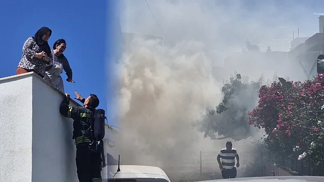 Bodrum'da binada çıkan yangında mahsur kalan 2 kişi kurtarıldı