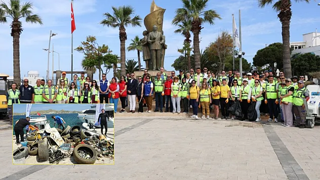 Bodrum'da dalgıçlar denizden yaklaşık 2 ton atık çıkardı