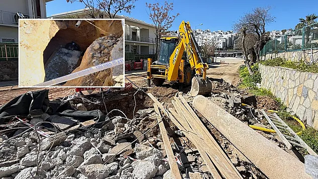 Bodrum'da su isale hattı kazısında lahit bulundu