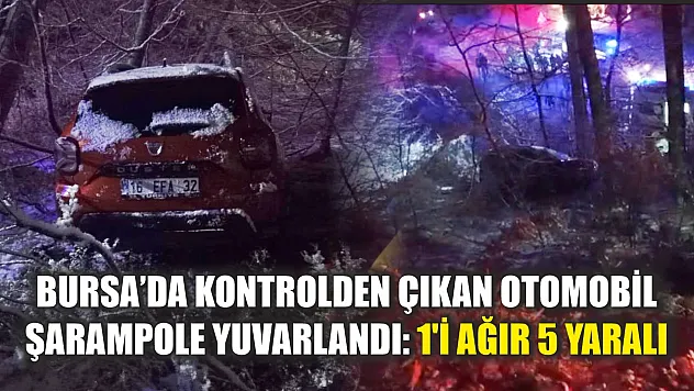 Bursa'da kontrolden çıkan otomobil şarampole yuvarlandı: 1'i ağır 5 yaralı