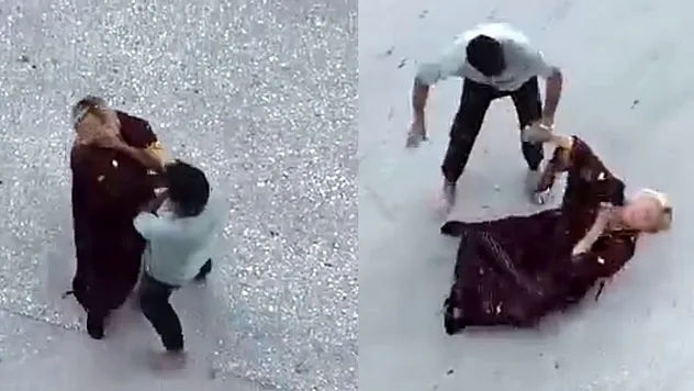Cadde ortasında boğazını sıktığı kadını yerde sürükledi