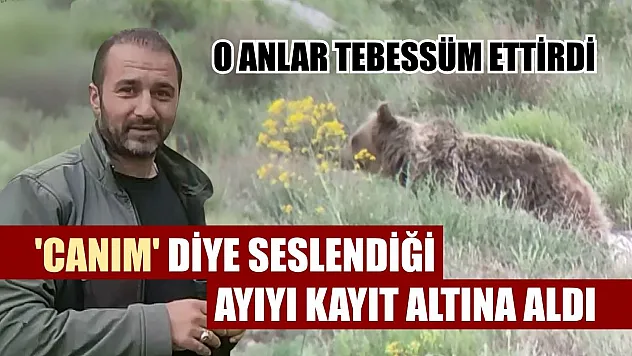 'Canım' diye seslendiği ayıyı kayıt altına aldı, o anlar tebessüm ettirdi