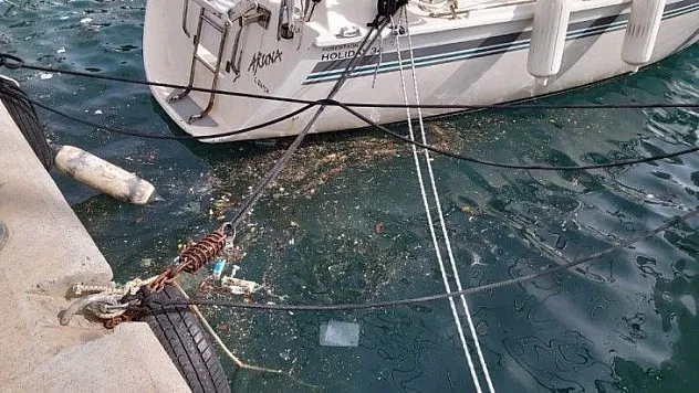 Datça'da deniz yüzeyindeki kirlilik göze çarpıyor