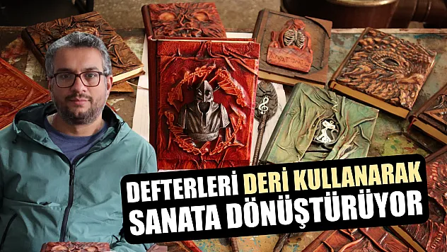 Defterleri deri kullanarak sanata dönüştürüyor