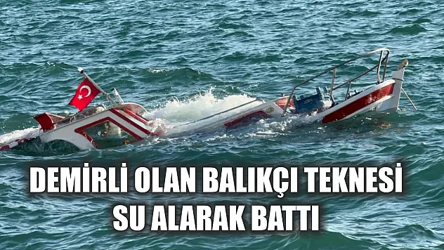 Demirli olan balıkçı teknesi su alarak battı