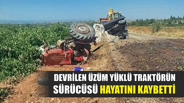 Devrilen üzüm yüklü traktörün sürücüsü hayatını kaybetti