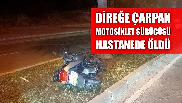 Direğe çarpan motosiklet sürücüsü hastanede öldü