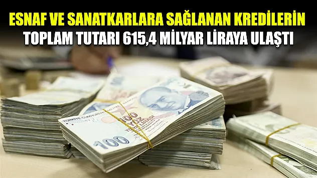 Esnaf ve sanatkarlara sağlanan kredilerin toplam tutarı 615,4 milyar liraya ulaştı