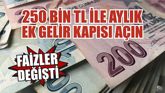 Faizler değişti: 250 bin TL ile aylık ek gelir kapısı açın