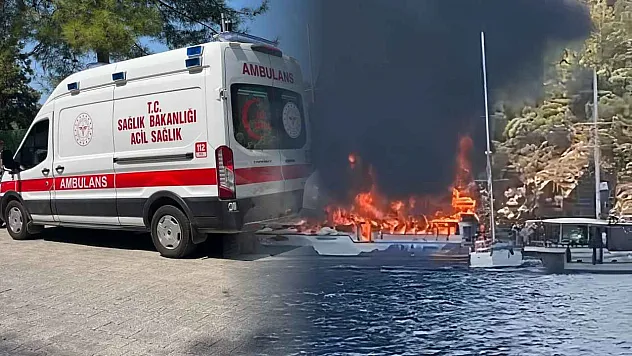 Fethiye açıklarında gezi teknesinde yangın çıktı, 115 kişi tahliye edildi