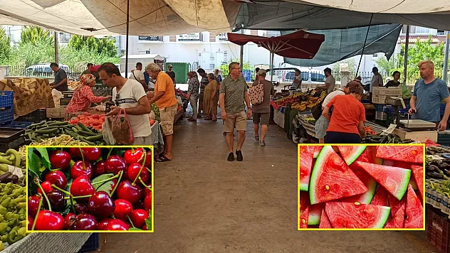 Fethiye Çalış Pazarı'nda güncel fiyatlar: Karpuz 20 TL, Kiraz 100 TL