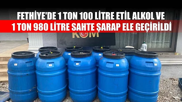 Fethiye'de 1 ton 100 litre etil alkol ve 1 ton 980 litre sahte şarap ele geçirildi