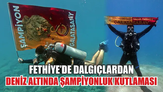 Fethiye'de dalgıçlardan deniz altında şampiyonluk kutlaması