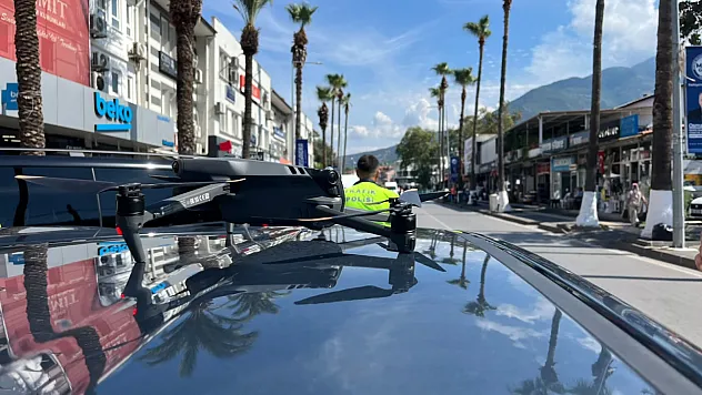 Fethiye'de dronlu kırmızı ışık denetimi