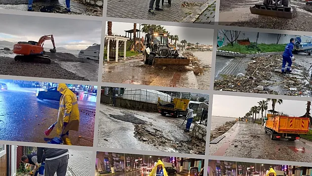 Fethiye'de fırtına sonrası belediye ekipleri sahada