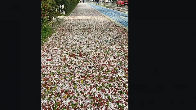 Fethiye'de Kısa Süreli Dolu Yağışı Etkili Oldu