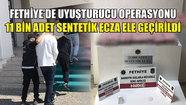 Fethiye'de uyuşturucu operasyonu 11 Bin adet sentetik ecza ele geçirildi