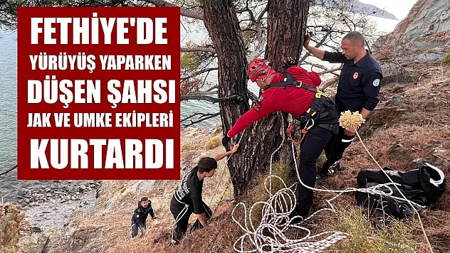 Fethiye'de yürüyüş yaparken düşen şahsı, JAK ve UMKE ekipleri kurtardı