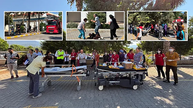 Fethiye Devlet Hastanesi'nde deprem tatbikatı: Otoparka sahra hastanesi kuruldu