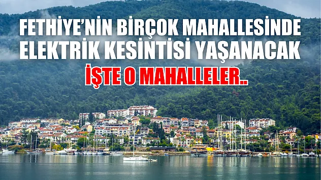 Fethiye'nin birçok mahallesinde elektrik kesintisi yaşanacak! İşte o mahalleler..
