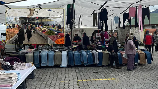 Fethiye Salı Pazarı'nda gıda yoğun, giyim sakin