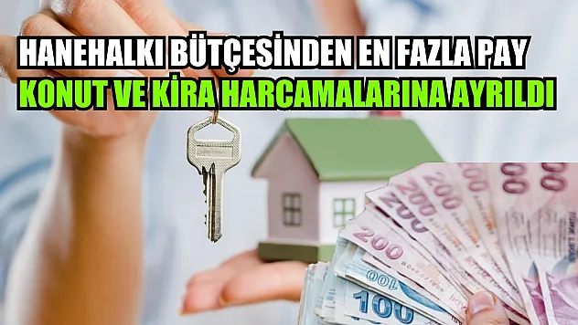 Hanehalkı bütçesinden en fazla pay konut ve kira harcamalarına ayrıldı