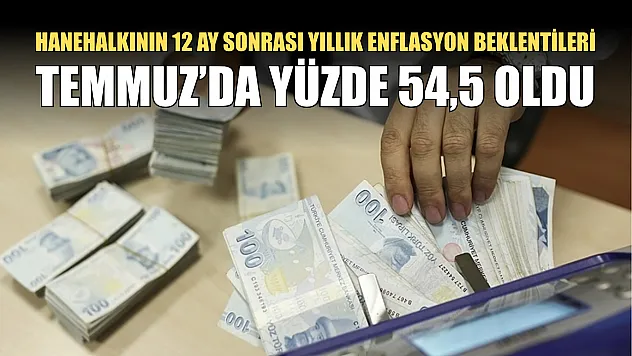 Hanehalkının 12 ay sonrası yıllık enflasyon beklentileri Temmuz'da yüzde 54,5 oldu